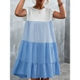 thumbnail image 2 of Jdlsppl Women's Short Sleeve Dresses Summer Flowy Short Ruffle Spring Casual Ruffled Cute Fashion Dress Blue Small, 2 of 4