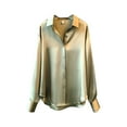 thumbnail image 2 of Chemise Boutonnée Style Décontracté pour Femmes Voyage Randonnée Voyage Randonnée Travail Réunion Polyester Blouse à Revers Manches Longues Vêtements Vêtements Vert P, 2 of 8