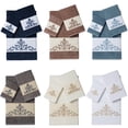 thumbnail image 2 of Authentic Hotel and Spa  Turkish Cotton Scrollwork Embroidered 3 piece Towel Set Teal, 2 of 5