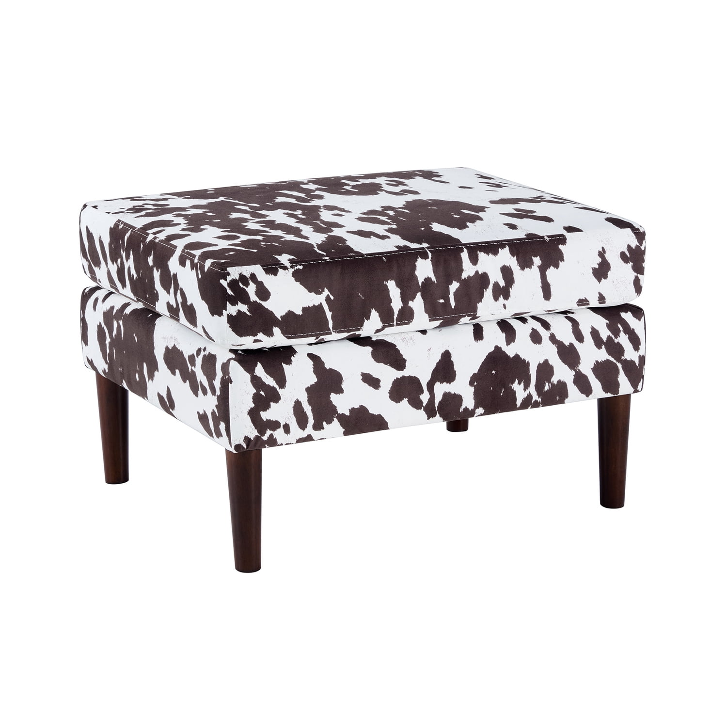 Designs4Comfort Marlow Mid Century Ottoman in Brown Cowhide Print Fabric