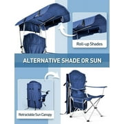 Camping Chair with Retractable Canopy Shade,Outdoor Chair with Canopy,Cup Holder,Side Pocket,Portable Folding Beach Chair with Sun Canopy for Lawn/Tailgates/Sports /Beach-Support 330 lbs