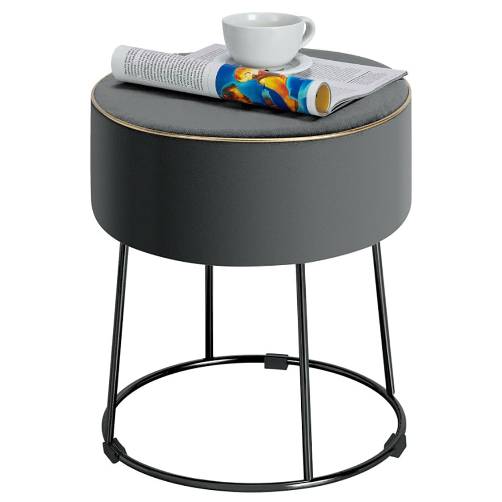 Finihen Round Velvet Ottoman, Footrest Stool, Vanity Chair, Velvet Footrest Stool Ottoman with Non-Slip Foot Pads for Bedside, for Living Room, Bedroom, Gray Finihen Round Velvet Ottoman, Footrest Stool, Vanity Chair, Velvet Footrest Stool Ottoman with Non-Slip Foot Pads for Bedside, for Living Room, Bedroom, Gray