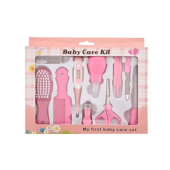 Happon Baby Grooming Kit, 10 in 1 Portable Baby Basics Kit, Newborn Baby Health Safety Care Set for Infant Toddlers Care Keep Healthy and Clean (Pink)