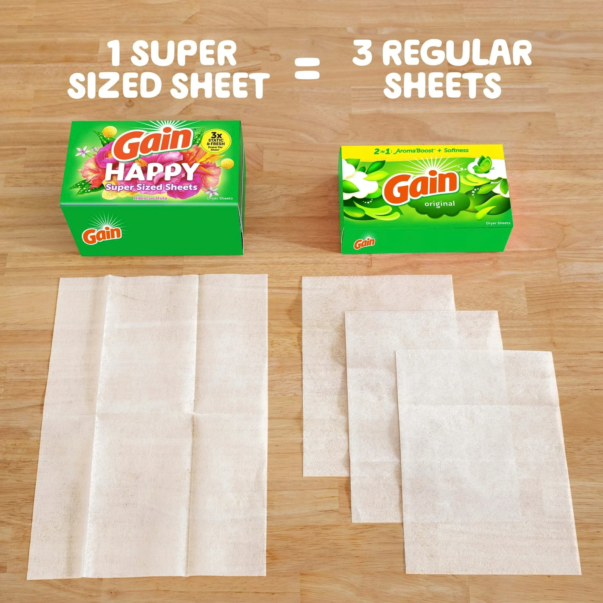 Gain Happy Fabric Softener Mega Dryer Sheets, Hibiscus Hula Scent, 260 Count (2-Pack)