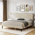 thumbnail image 3 of 2024 New Full/Queen Size Bed Frame, Button Tufted Upholstered Platform Bed Frame with Adjustable Headboard, Wood Slat Support, Non-Slip and Noise-Free, No Box Spring Needed, Easy Assembly, 3 of 7