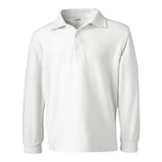 French Toast A9085 Boy's Long Sleeve Pique Polo - White - 7 - Small