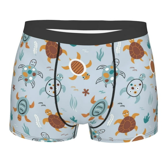Balery Sea Turtle Men's Boxer Briefs, Soft and Breathable Cotton Underwear with nylon Waistband-Medium