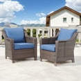 thumbnail image 7 of Gymojoy 2-Piece Outdoor PE Wicker Patio Lounge Chairs Porch Outdoor Club Chairs with High Back and Deep Seating, Blue, 7 of 7
