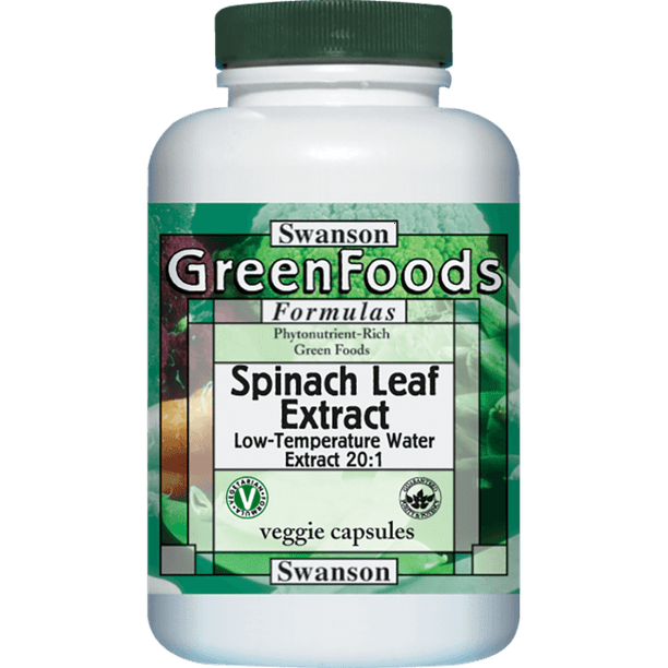 Swanson Spinach Leaf Extract 201 650 mg 60 Veggie Capsules