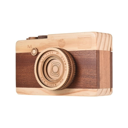 An Out Of The Box Christmas Musical Wooden Music Box Retro Camera Design Classical Melody Birthday Christmas Festival Musical Gifts Home Office Decoration Crafts ()