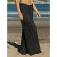 thumbnail image 3 of Womens Crochet Swimsuit Coverup Pants High Waisted Drawstring Sexy Sheer Mesh Knit Wide Leg Beach Pants, 3 of 5