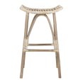 thumbnail image 3 of SAFAVIEH Leda Contemporary Rattan Bar Stool with Foot Rest, Grey White Wash, 3 of 7