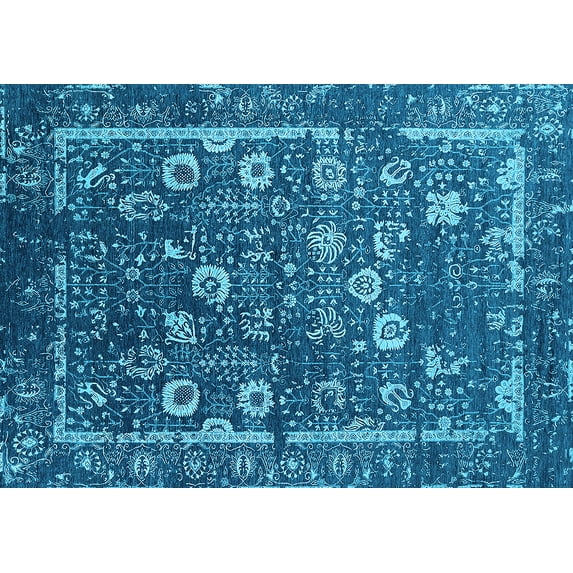 Ahgly Company Indoor Rectangle Oriental Light Blue Industrial Area Rugs, 3' x 5'