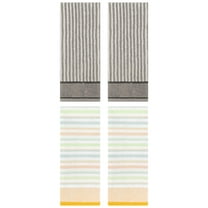 Unique Bargains Cotton Soft Striped Hand Towel 4 Pcs Yellow/Grey 13" x 27"/13" x 29"
