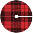 thumbnail image 1 of FMSHPON Red Black Buffalo Plaid Xmas Christmas Tree Skirt Stand Mat for Holiday Party Decoration Indoor Outdoor 36 inches, 1 of 6
