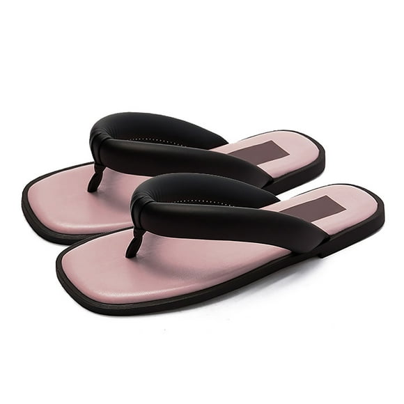 Ladies Flat Flip Flops Summer Women Sandals Retro Simple Beach Slippers for Outdoor Pink 38