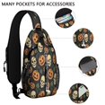 thumbnail image 2 of Sling Backpack,Skull Pumpkin Halloween Pattern Crossbody Bag with Water Bottle Holder,Waterproof Sling Bag for Men/Women with Chest Phone Holder for Hiking,Travel, 2 of 6