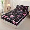 thumbnail image 2 of Manfei Gothic Bow Skull Zipper Twin Comforter Sets with Fitted Sheet and 2 Pillowcases, Halloween Romantic Love Heart Zipper Bedding Set, Black Pink Purple,Black Reversible,4 Pieces, 2 of 6