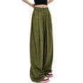 thumbnail image 3 of Lucakuins, pantalones de traje de pierna ancha para mujer, pantalones sueltos casuales elásticos de Color sólido para el trabajo, ropa de calle de oficina Lucakuins  moda, 3 of 8