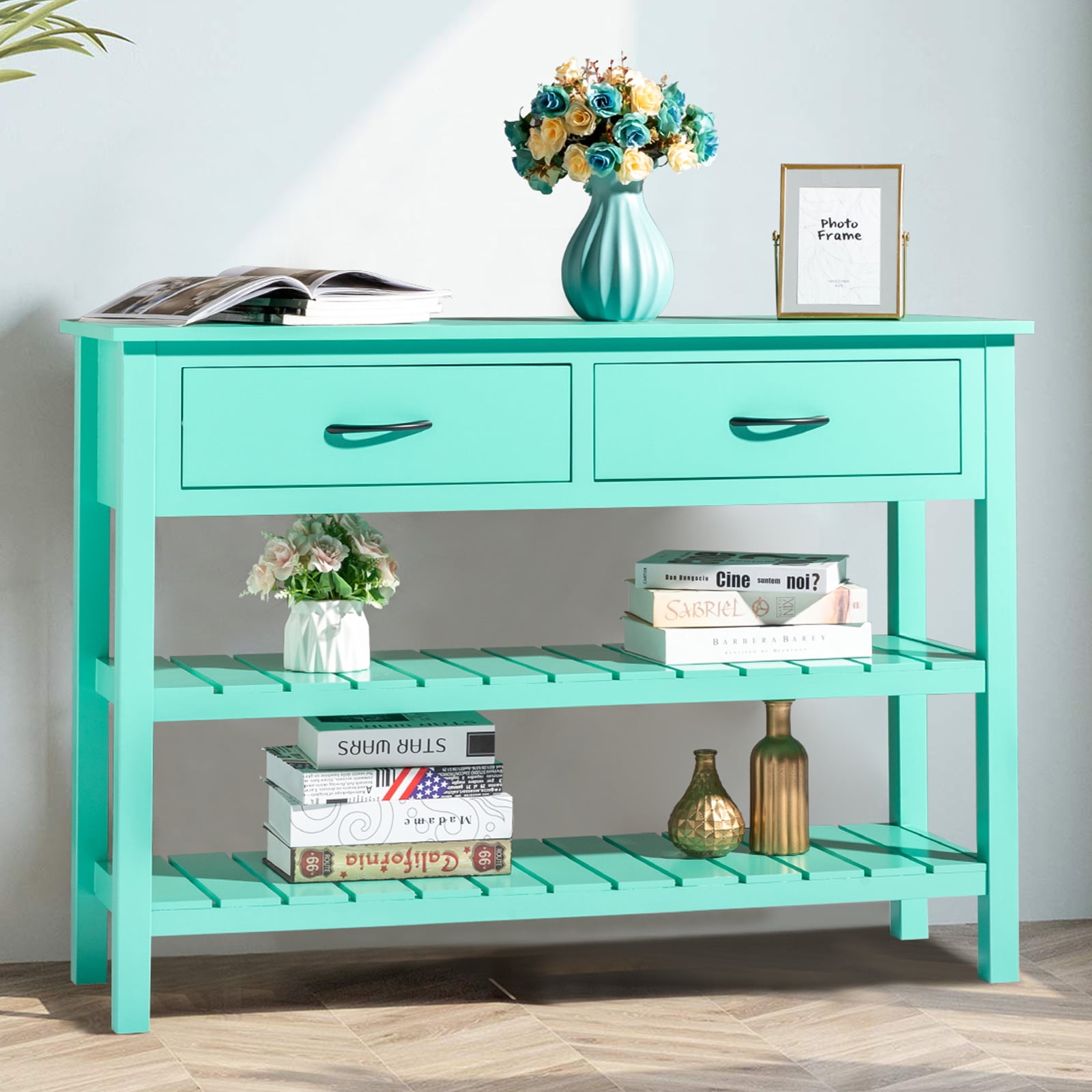 UWRNite 45" Console Table with 2 Drawers, Wooden Console, Console