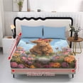 thumbnail image 2 of Xixirimido Butterfly Highland Cattle Floral Print Bed Sheets Set 3 Piece Bedding Sheet Set, Comfy Non-Slip Bedsheet & Pillowcases Deep Pocket Fitted Sheet for Women Men, Queen Size, 2 of 5