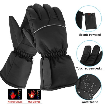 Touchscreen Heated Gloves, TSV Battery Powered Electric Heat Gloves for Women and Men, Waterproof Winter Thermal Gloves, Warm Hand Gloves for Outdoor Sports Cycling Riding Skiing Skating (Best Battery Powered Heated Gloves)