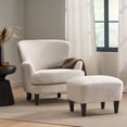 thumbnail image 2 of GDF Studio Gerald Contemporary Boucle Upholstered Club Chair and Ottoman Set, Almond and Matte Black, 2 of 11