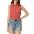 thumbnail image 6 of MODA NOVA Junior's Single Breasted Point Collar Sleeveless Shirt, 6 of 7