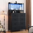 thumbnail image 2 of Commode Intelligente avec 11 Tiroirs en Tissu, Station de Recharge Sans Fil Intégrée et Lumières DEL RVB Contrôlées par Application, Organisateur de Rangement Industriel Anti-Basculement pour Chambre, Noir, 2 of 6