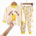 thumbnail image 4 of TOWED22 Toddler Baby Girl Boy Fall Winter Clothes Outfits 2 Piece Long Sleeve Crewneck Sweatshirt Pull on Pants Casual Print Clothing Set(Yellow,4-5 Y), 4 of 4