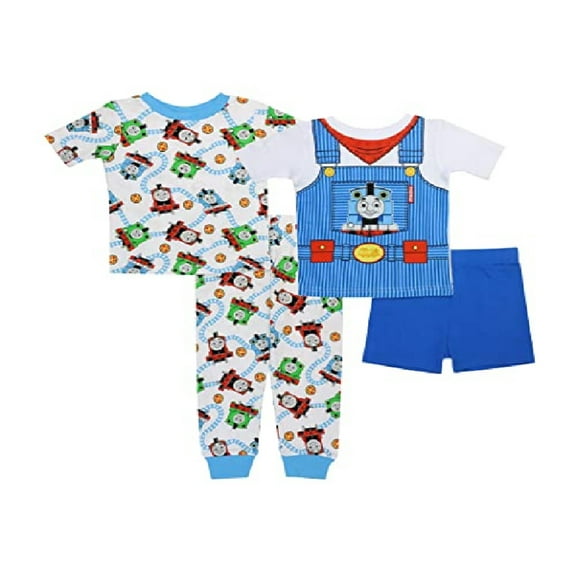 Thomas & Friends Thomas The Train 4 Piece Cotton Pajama Set, Thomas Blue, 2T