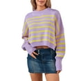 thumbnail image 1 of SUNSIOM Pull-Over Femme Couleur Unie/rayé Col Rond Manches Longues Ample Printemps Automne Décontracté Mode Urbaine, 1 of 6