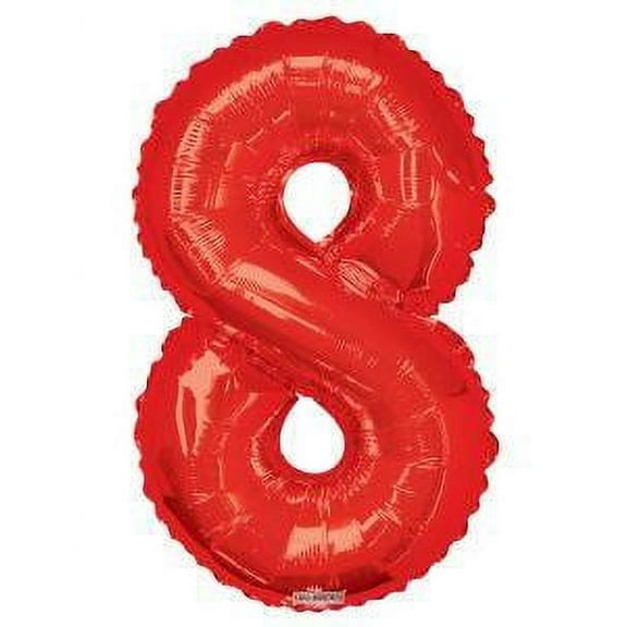 Giant Red Number 8 Foil Balloon 34"