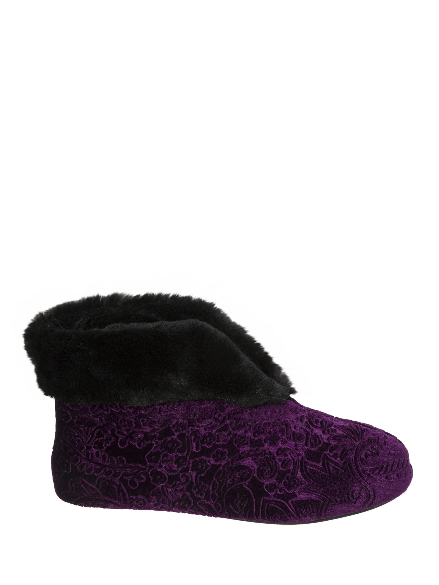 Dearfoams Women's Embossed Velour Bootie Slippers