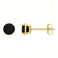 thumbnail image 2 of Bonjour Jewelers 18k Yellow Gold 2 Pair Created Black Sapphire 4mm Round & Princess Cut Stud Earrings Plated, 2 of 3