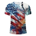thumbnail image 4 of Vetsdori Men's Fourth of July Shirts Independence Day Short Sleeve Pullover Summer Red White and Blue,American Flag Outdoor Crew Neck Tops for Men, 4 of 5