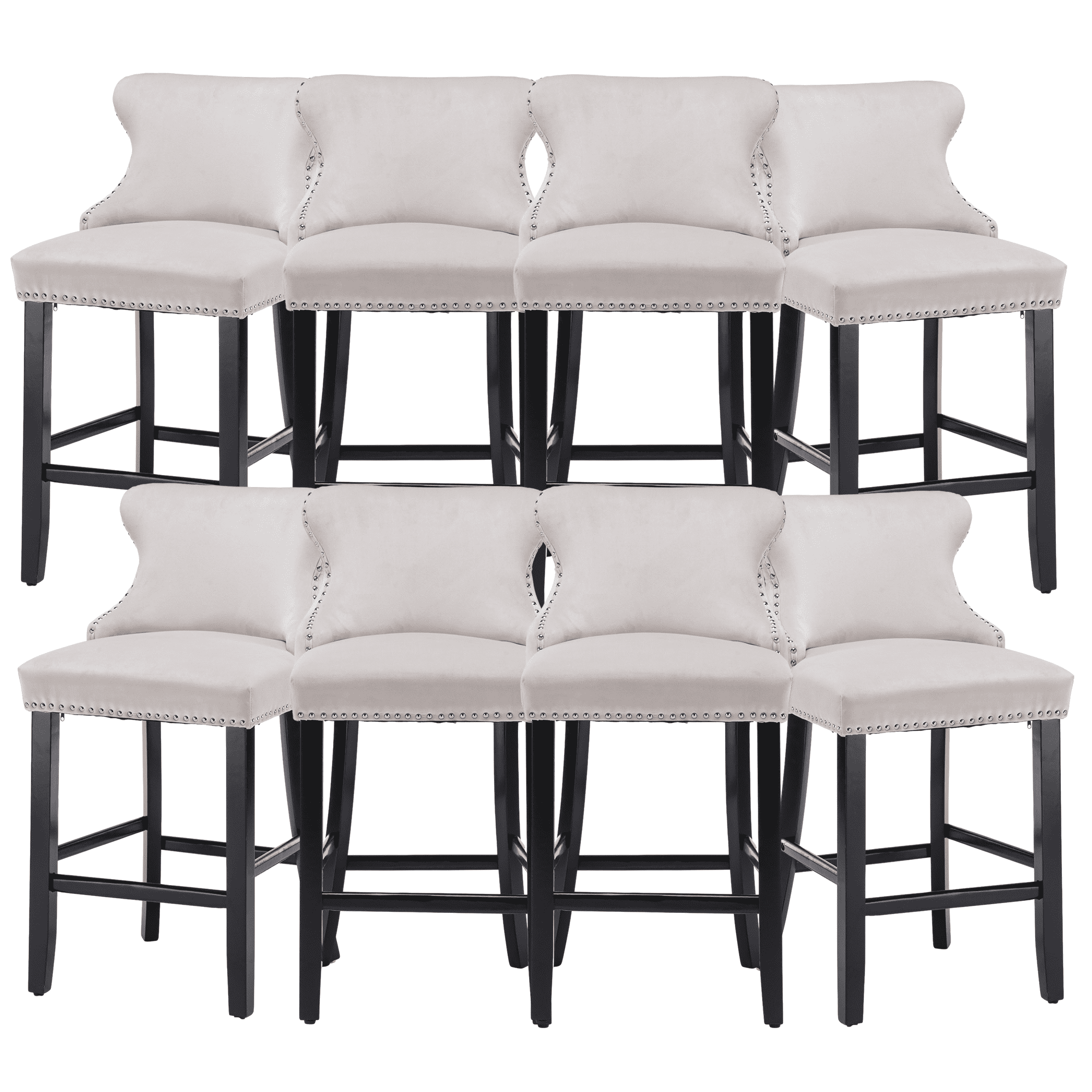 Velvet Counter Height Upholstered Barstools, Bar Stools Seat Height 27