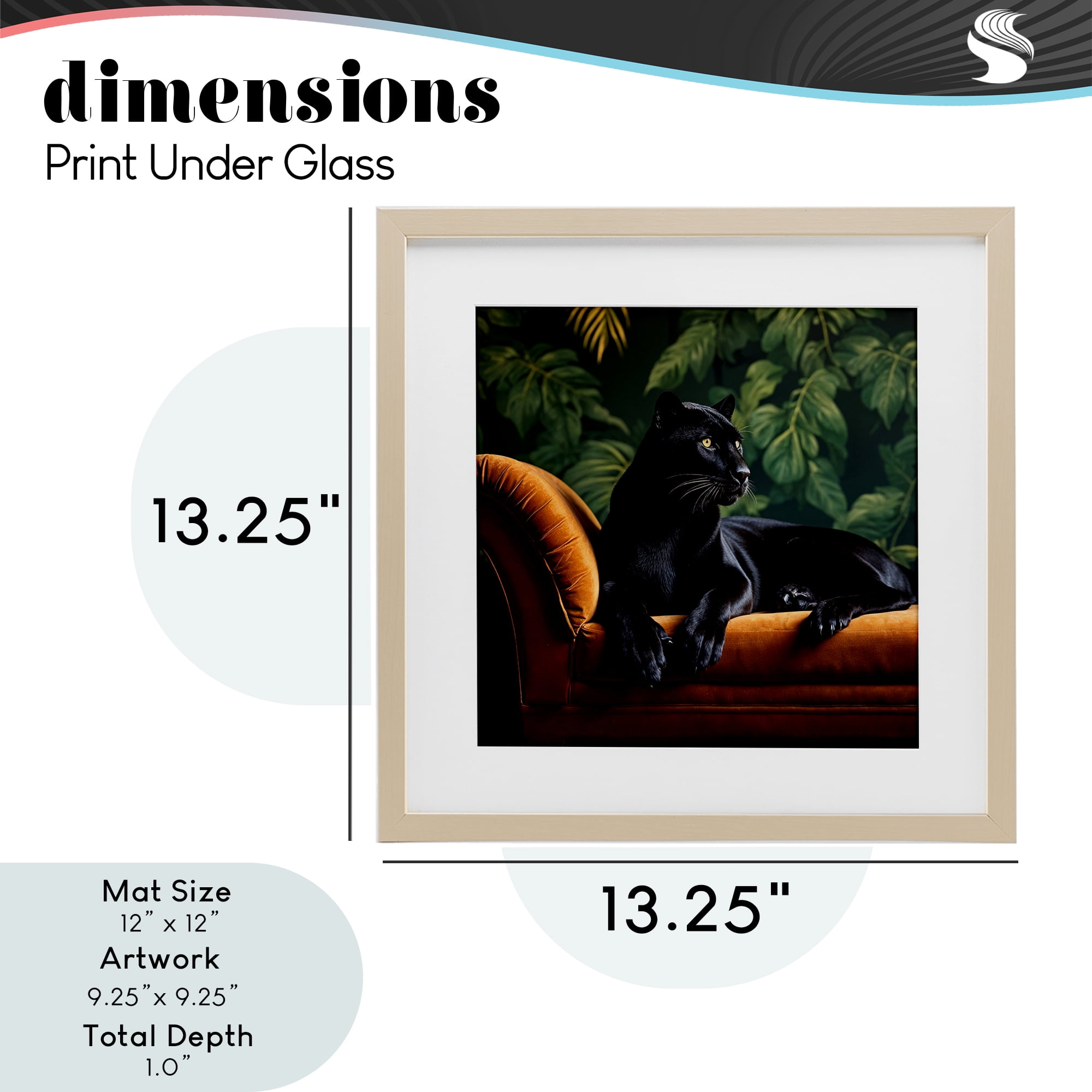 Majestic Panther on Chaise Birch Framed Print Under Glass, design by Lettered and Lined