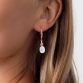 thumbnail image 3 of Gem Stone King 18K Rose Gold Plated Silver White Moissanite and Pink and White Lab Grown Diamond Dangle Earrings for Women (4.73 Cttw, Oval 9X7MM), 3 of 3