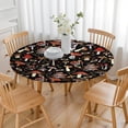 thumbnail image 3 of Fitted Round Tablecloth, Elastic Edge Design,Suitable for Round Tables Ranging from 36 in to 44 in,Round Outdoor Tablecloth,Mushroom Pattern,Easy Clean & Stain Resistant, 3 of 6