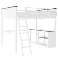 thumbnail image 3 of Queen Size Loft Bed with Desk,Open Shelf and a Storage Box,USB Charging Station,White(ETA:4/14), 3 of 16