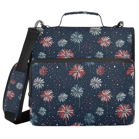 FORMRS Zipper Binder with Shoulder Strap 2-inch Ring 500 Sheet Capacity File Bag, Starry Fireworks Pattern