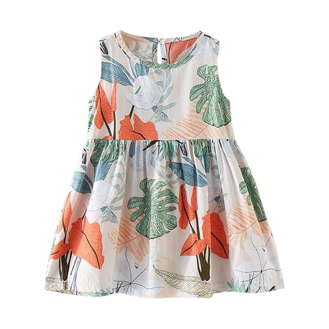 Vestido Para Niñas Ropa Para Bebés Ropa De Verano Para Niños Pequeños Vestido Sin Mangas Estampado Gráfico Ropa Para Niños Multicolor Odeerbi LM103-2209
