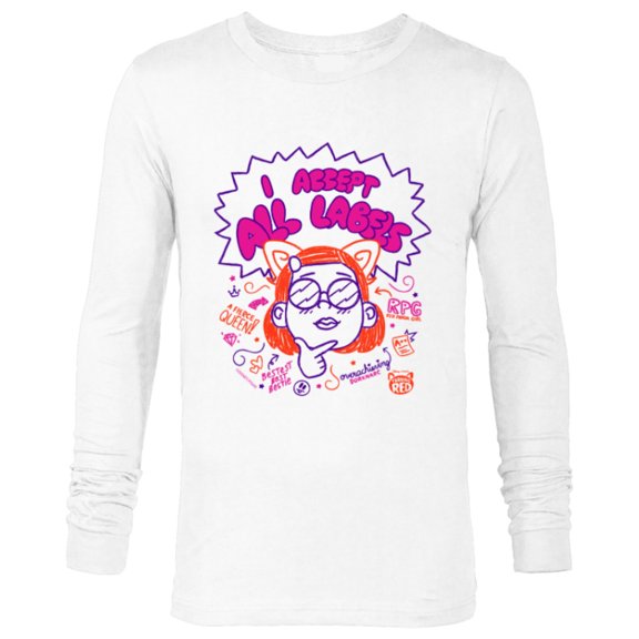 Disney and Pixar's Turning Red Mei All Labels Doodle - Long Sleeve T-Shirt for Men - Customized-White