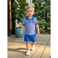 thumbnail image 4 of Loicainy Baby Toddler Boy Independence Day Clothes 6 12 18 24 Months 2T 3T 4T Short Sleeve Lapel Flag Embroidery Striped Shirt Drawstring Shorts Outfits, 4 of 9