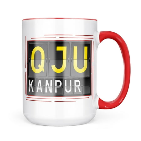 

Neonblond QJU Airport Code for Kanpur Mug gift for Coffee Tea lovers