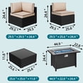 thumbnail image 5 of Walsunny 15 Pieces Patio Wicker Rattan Fire Pit Furniture Conversation Sets with Outdoor Sectional Sofa,45" Gas Propane Fire Pit Table,Glass Coffee Table,Black Rattan Khaki Cushion, 5 of 6