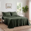 thumbnail image 3 of U by Bedsure Queen Sheets Set, 4 Pieces Deep Pockets Cooling Soft Polyester Microfiber Bed Sheets Set, Olive Green, 3 of 10