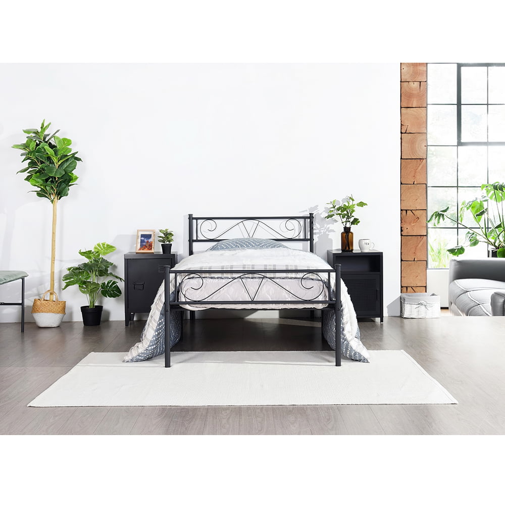 Kepooman Modern Metal Single Bed Frame for Apartment Bedroom Dorm, 77.5" * 40.9" * 34.6", Black Kepooman Modern Metal Single Bed Frame for Apartment Bedroom Dorm, 77.5" * 40.9" * 34.6", Black