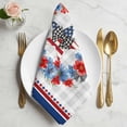 thumbnail image 2 of Patriotic American Flag Cloth Napkins, Blue Red Flowers Wreath Gray Plaid Washable and Reusable Dinner Napkins Set of 4, Table Napkin for Kitchen Party Birthday Wedding Hotel Housewarming 20"x20", 2 of 9